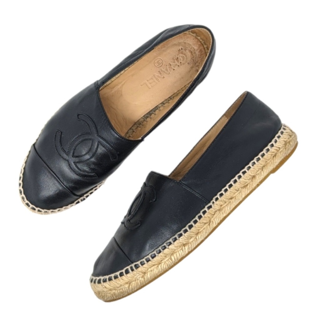 Chanel Black Espadrille Flats